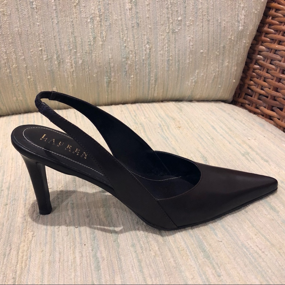 Ralph Lauren dark brown sling backs